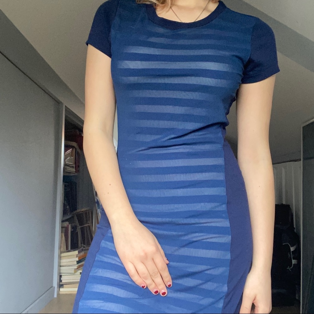 Blue Mesh Bodycon Dress